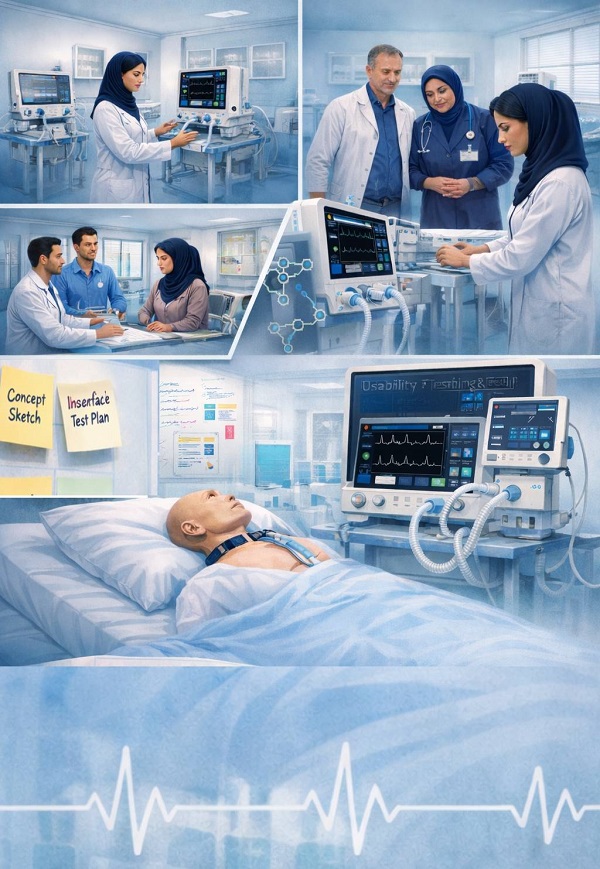  بررسی و بهبود کاربردپذیری دستگاه های تنفس مصنوعی )ونتیلاتورها(&nbsp; &nbsp;با استفاده از رویکرد تلفیقی طراحی ارگونومی و تجربه کاربری 