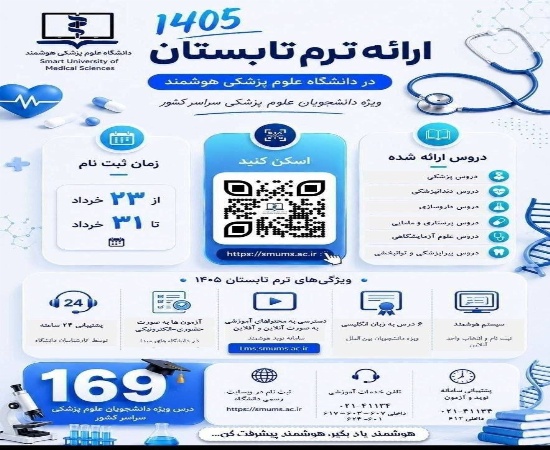 ثبت&zwnj;نام ترم تابستان دانشگاه علوم پزشکی هوشمند